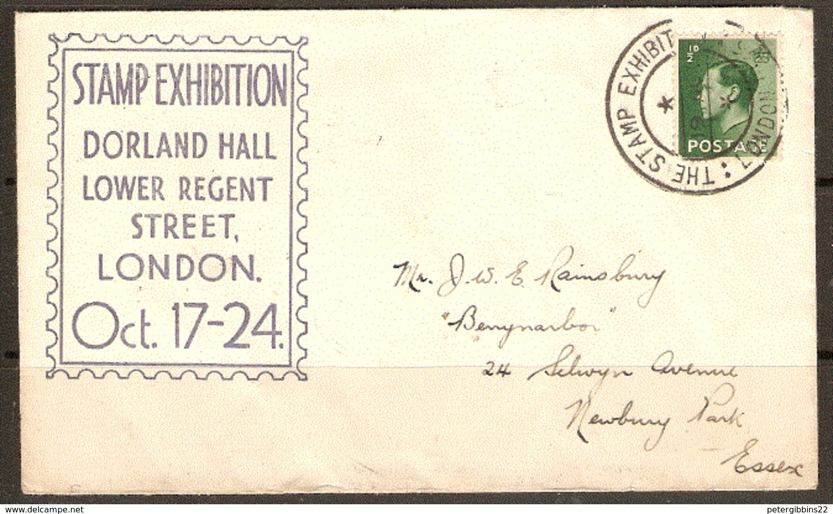 Great Britain  1938 19th October 1/2d Stamp Exhibition Postmark - ....-1951 Pre Elizabeth II