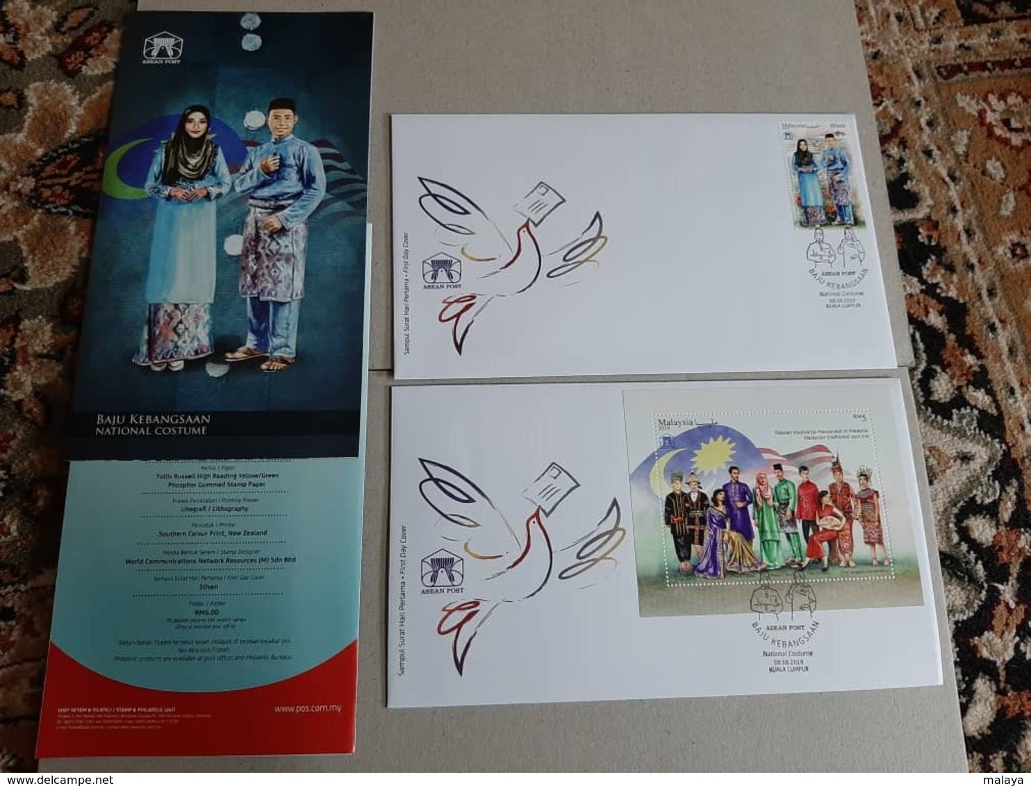 2019 Malaysia ASEAN Post National Costume Joint Issue Flower Hibiscus FDC Combo Set & MS Miniture Stamp - Malaysia (1964-...)