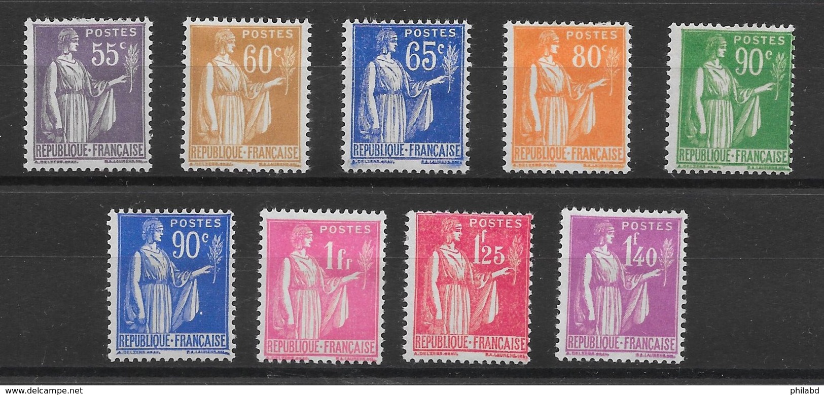 France N°363 à 371  Type Paix 1937-39 * - 1932-39 Peace