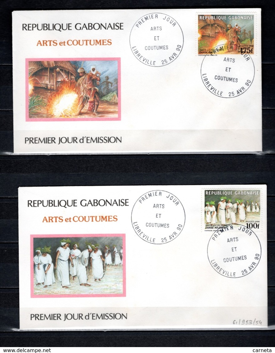 GABON N° 685F + 685G SUR ENVELOPPES PREMIER JOUR COTE  ? €  ARTS ET COUTUMES - Gabon