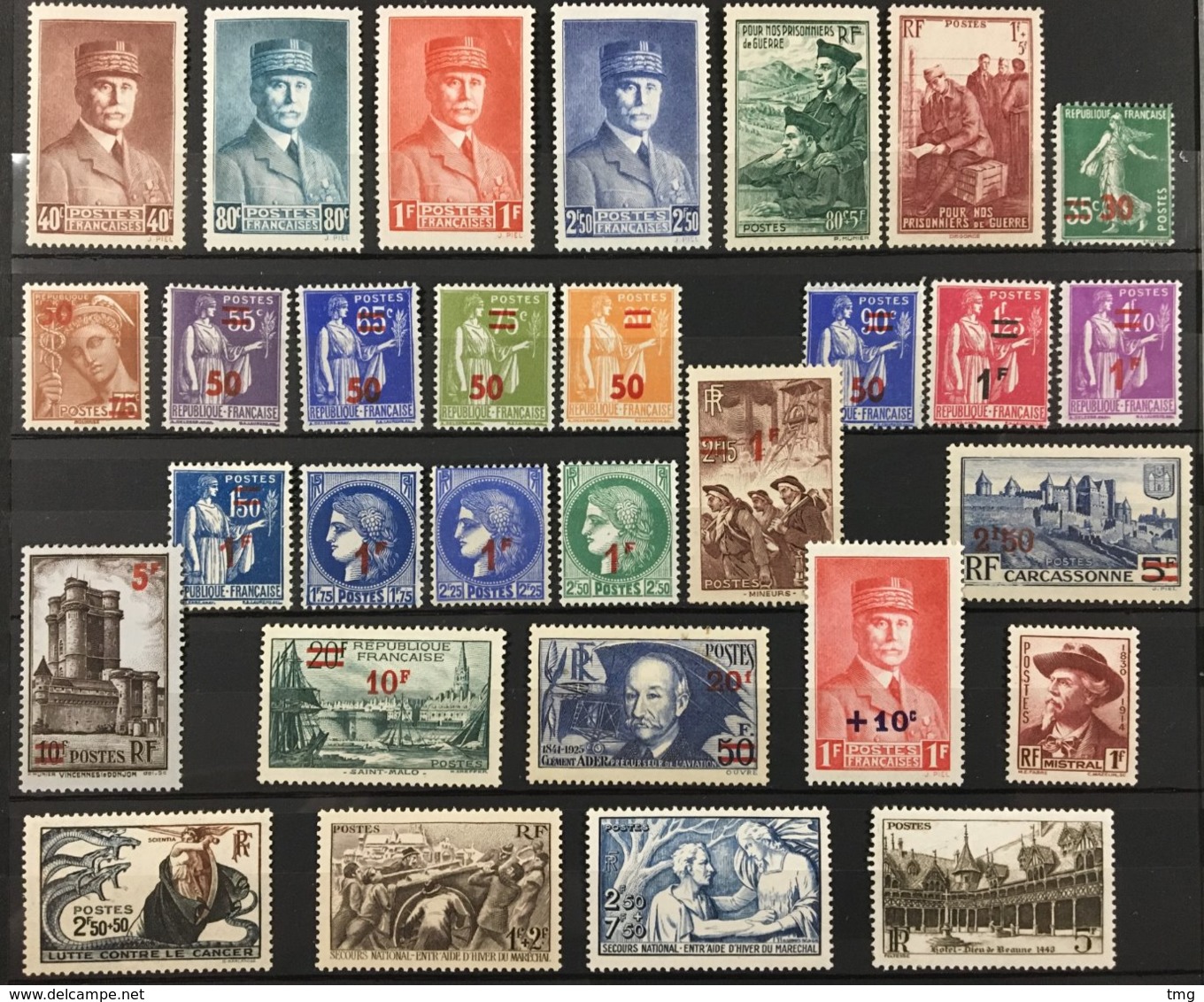 Timbre France Année Complète 1941 YT 470 à 537 - 70 Valeurs Neufs (*) MH (côte 94 Euros) – Lot13 - Nuovi