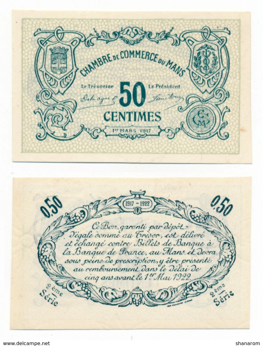 1914-1918 // C.D.C. // LE MANS // Mars 1917 // SPECIMEN  // Cinquante Centimes //  Filigrane Abeilles - Fictifs & Spécimens