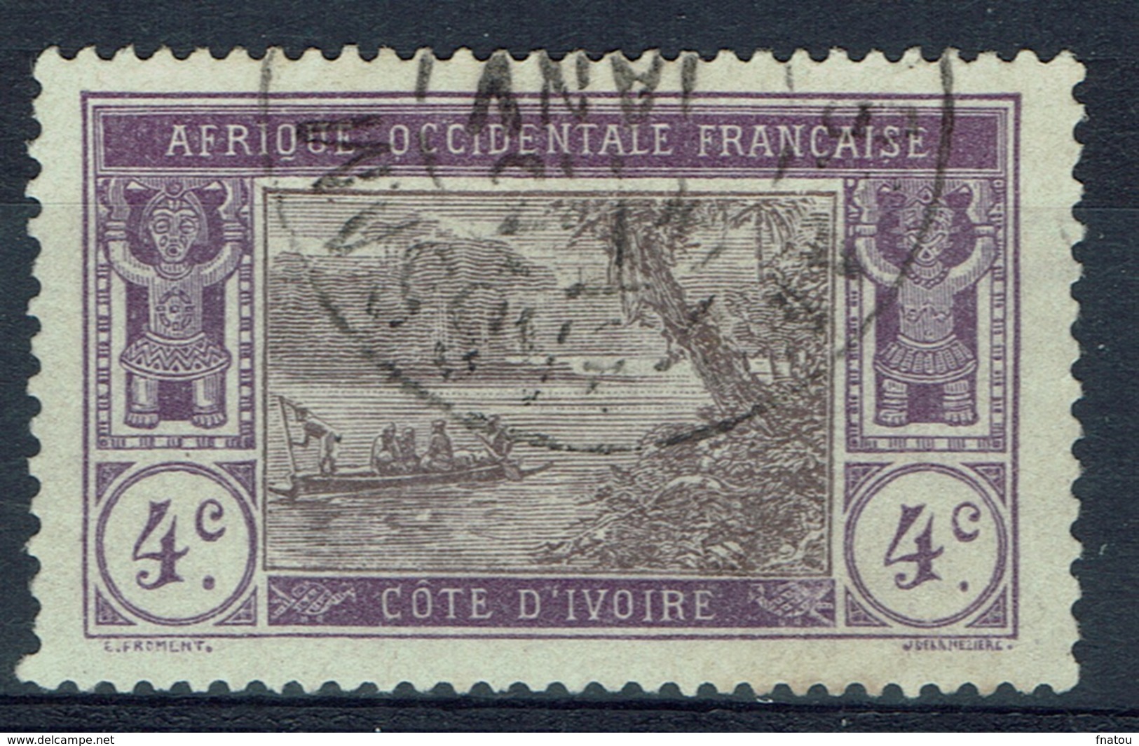 Ivory Coast, 4c., Ebrié Lagoon, 1913, VFU  postmark From GRAND-BASSAM - Used Stamps