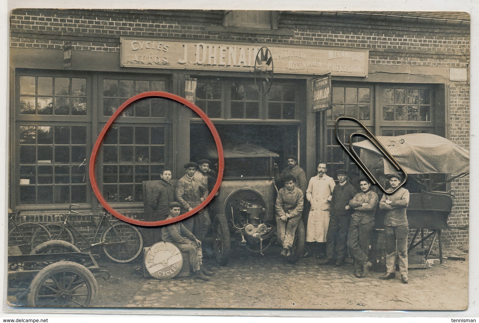 Forges Les Eaux Garage Cycles Autos J. DHENAIN  (carte Photo , Très Rare ) - Forges Les Eaux