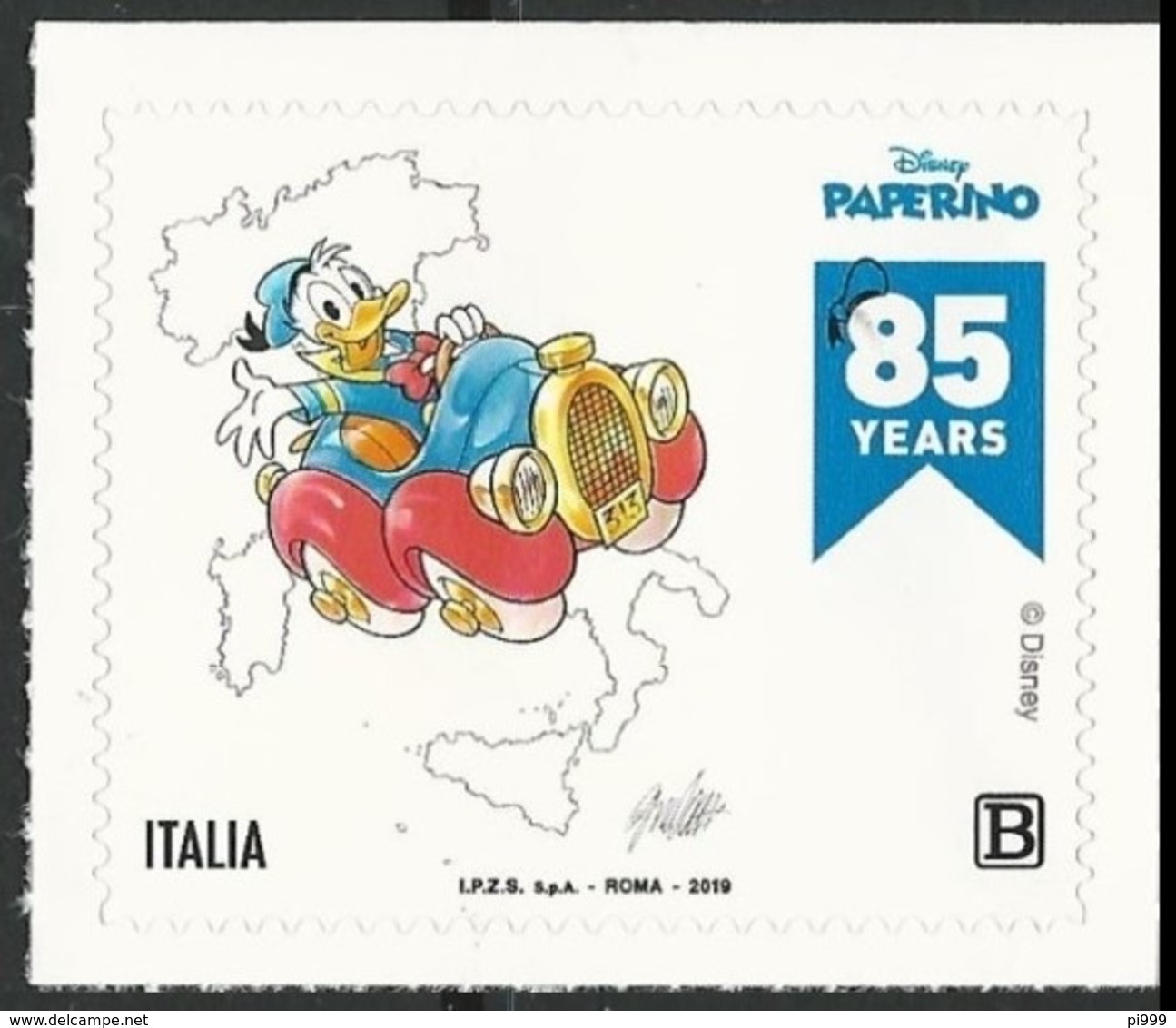 Italia Italy 2019 - 85° Anniversario Di Paperino / Donald Duck - Single Stamp From Sheet (MNH) - Disney
