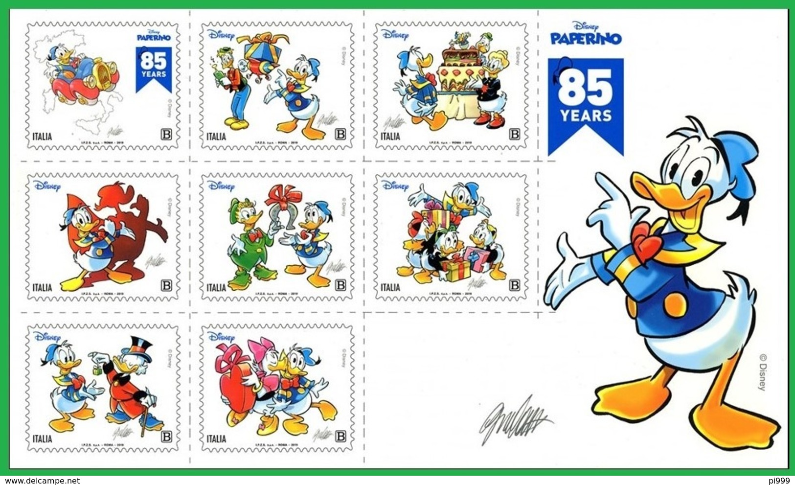 Italia Italy 2019 - 85° Anniversario Di Paperino / Donald Duck - Sheetlet (MNH) - Disney
