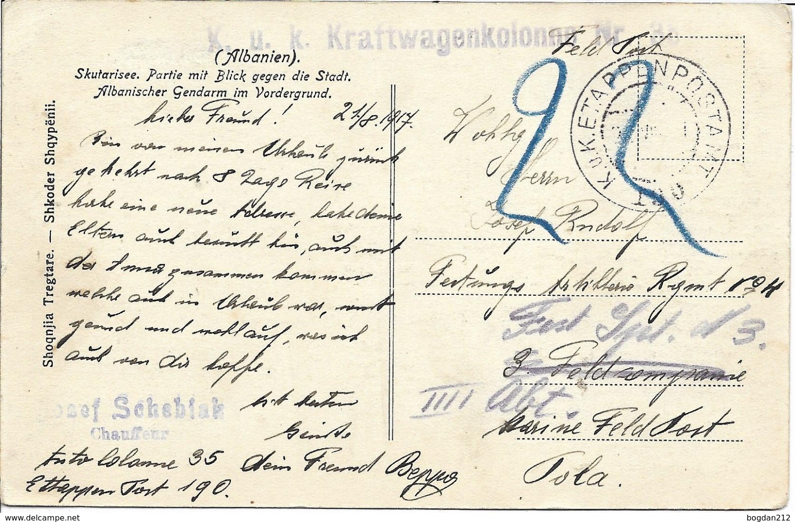 1917 - Shkoder  Skutarisee, Gute Zustand, 2 Scan - Albanien