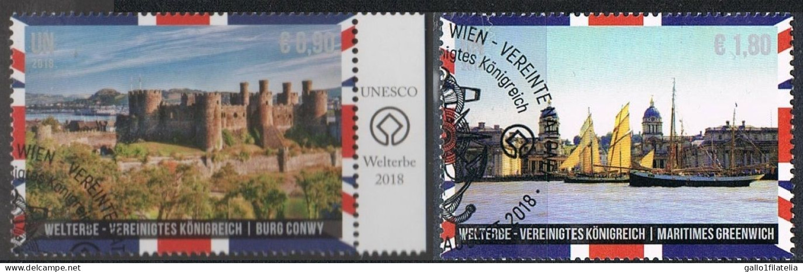 2018 - O.N.U. / UNITED NATIONS - VIENNA / WIEN - GRAN BRETAGNA - PATRIMONIO UNESCO / UNESCO WORLD HERITAGE. USATO - Oblitérés