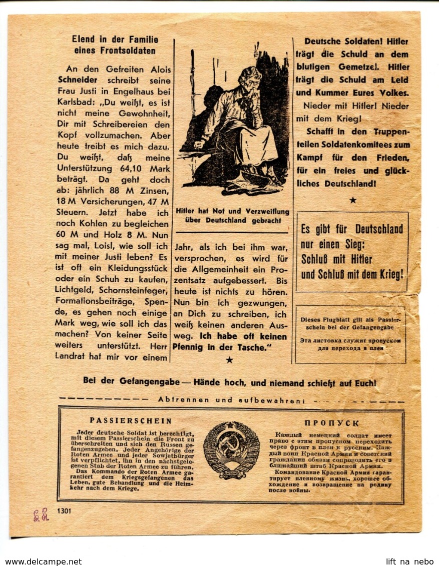 WWII Tract Flugblatt Leaflet Soviet Propaganda Against Germany "WAS GEHT IN DEUTSCHLAND VOR" 4.1942 Nr 141 CODE 1301 (4) - 1939-45