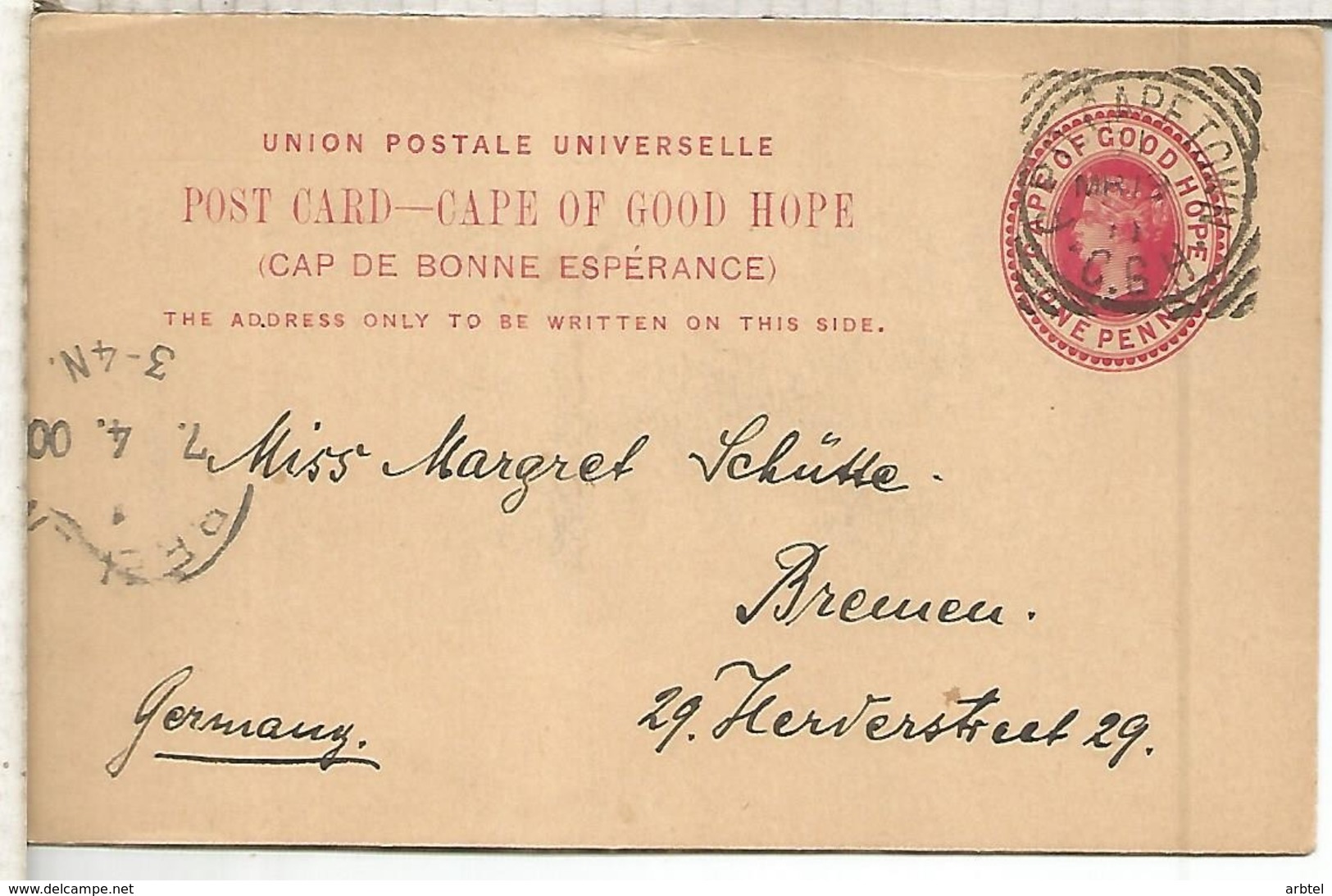 CAPE OF GOOD HOPE ENTERO POSTAL 1900 - Cabo De Buena Esperanza (1853-1904)