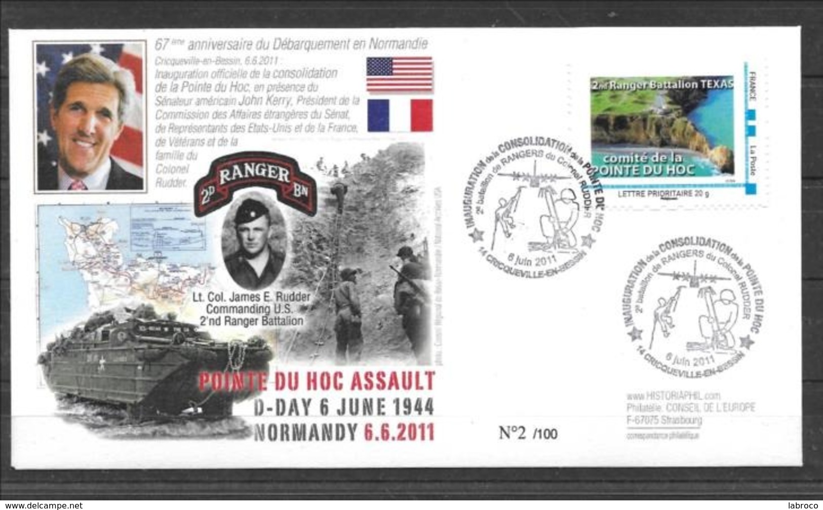 Enveloppe Souvenir Du 6 Juin 2011 Pointe Du Hoc - Collections