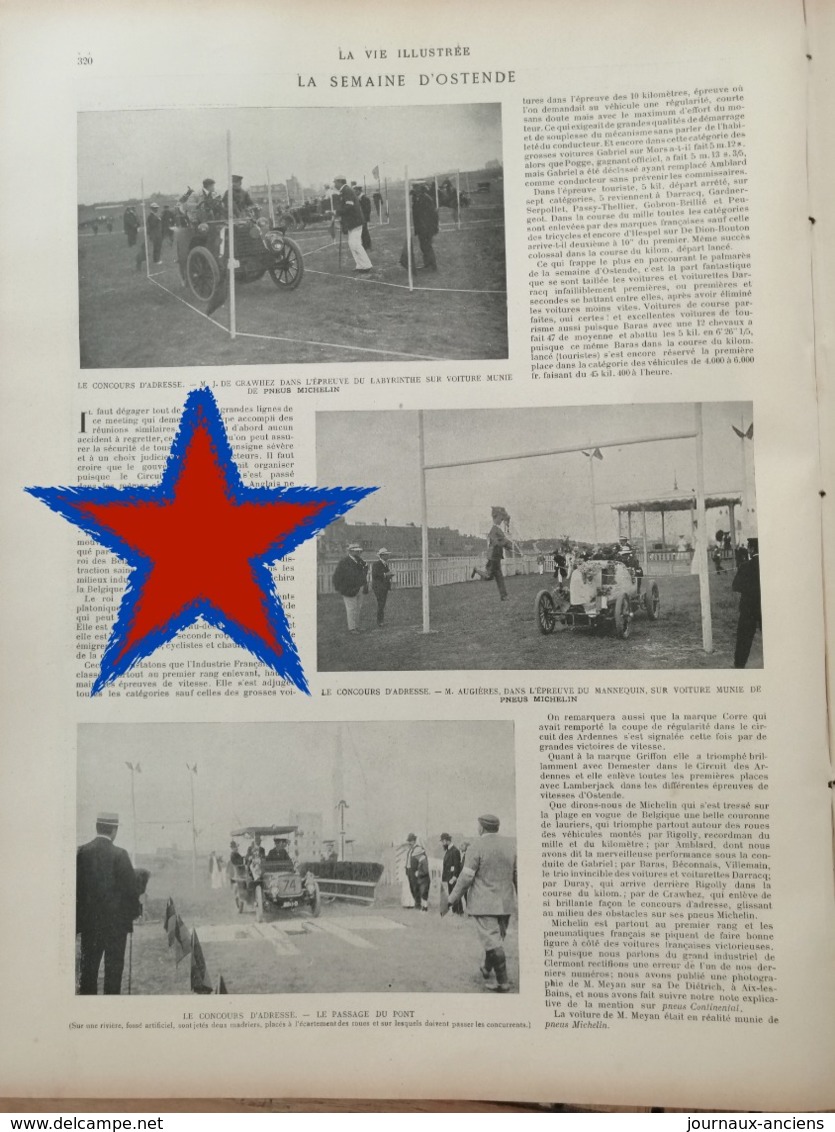 1903 LA SEMAINE D'OSTENDE - COURSE AUTOMOBILE - VOITURE DARRACQ - CORRE - GOBRON BRILLÉ - PASSY THELLIER - 1900 - 1949