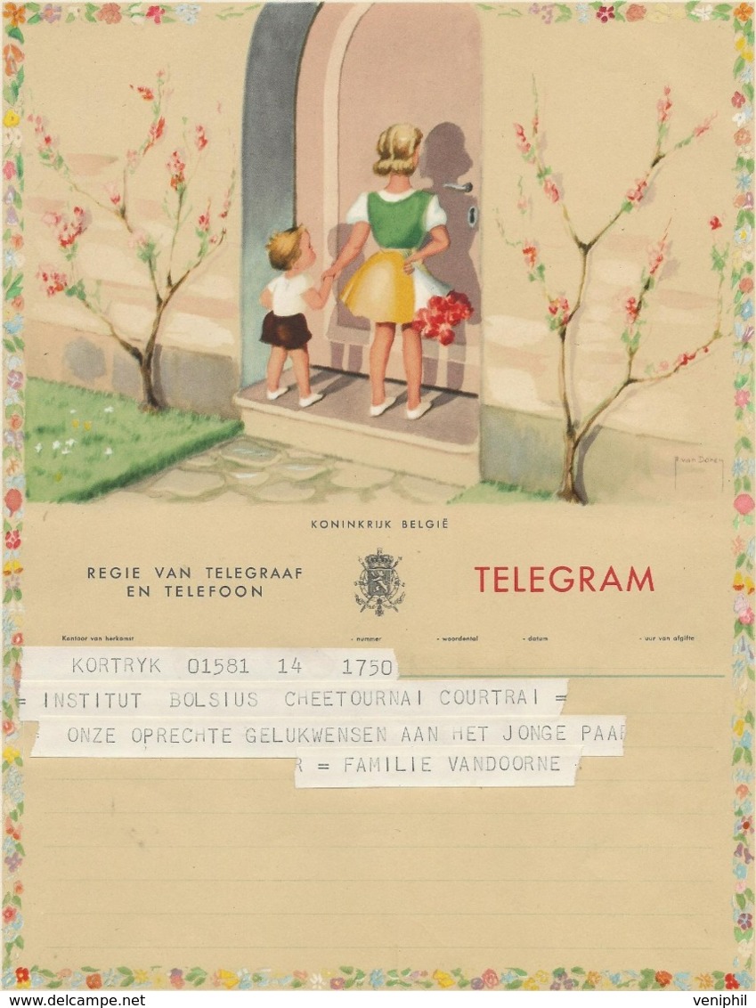 BELGIQUE -TELEGRAMME ILLUSTREE - Timbres Télégraphes [TG]