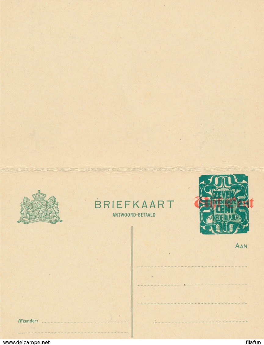 Nederland - 1921 - 7,5+7,5 Op 5+5 Op 3+3 Cent Bontkraag, Briefkaart G184 - Ongebruikt - Entiers Postaux