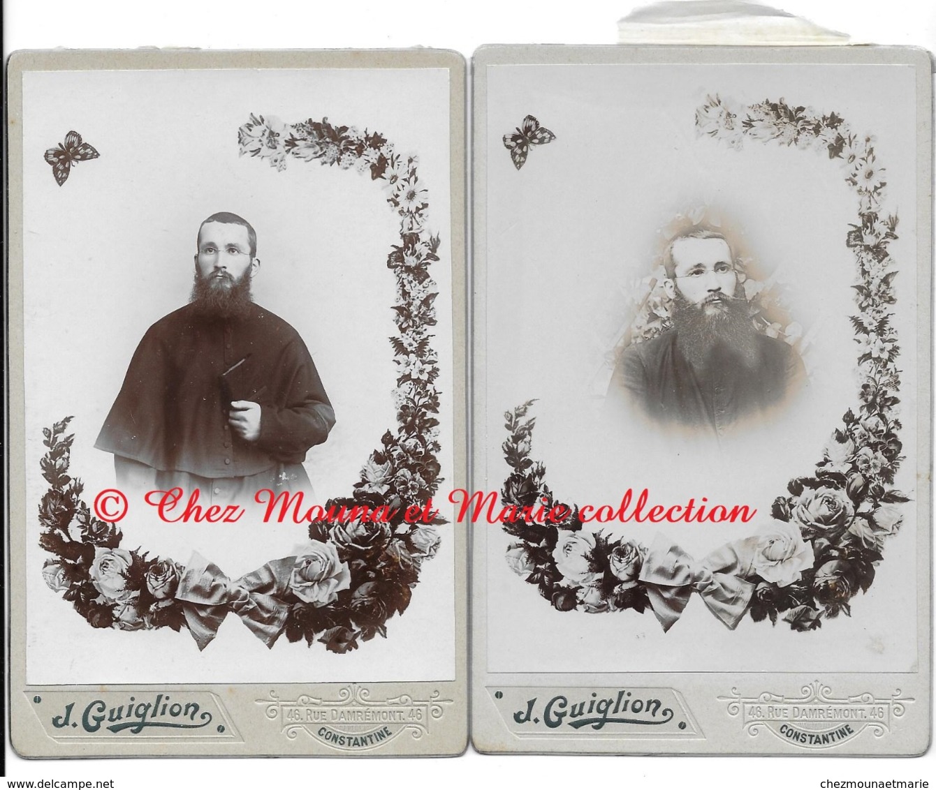 CONSTANTINE - PRETRE CURE FRERE RELIGIEUX - CDV PHOTO 16.5 X 10.5 CM  ALGERIE - LOT DE 2 - Métiers