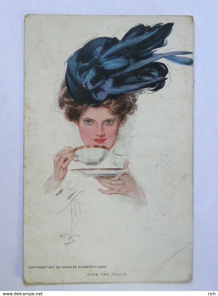 CPA Illustrateur Harisson Fischer - Over The Teacup - Fisher, Harrison