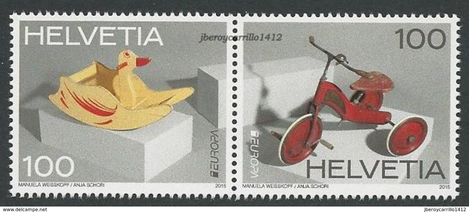 SWITZERLAND// SUIZA // SCHWEIZ// SUISSE - EUROPA 2015- " OLD TOYS"- SET Of 2 STAMPS - 2015