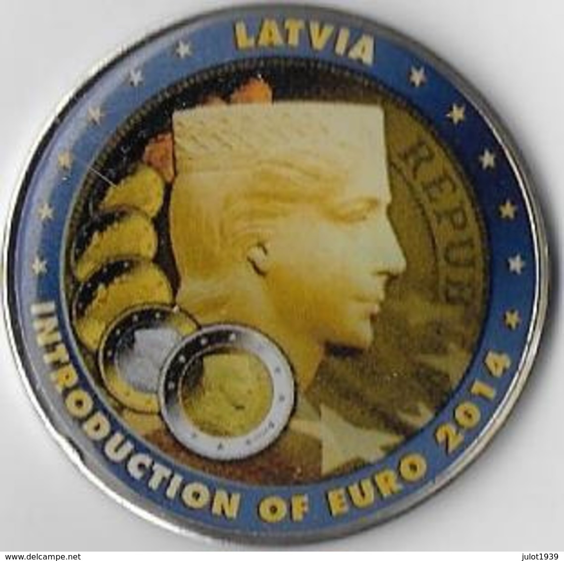 LETTONIE ..-- LATVIA ..-- Introduction Of Euro 2014 . Médaille Rare !! - Latvia