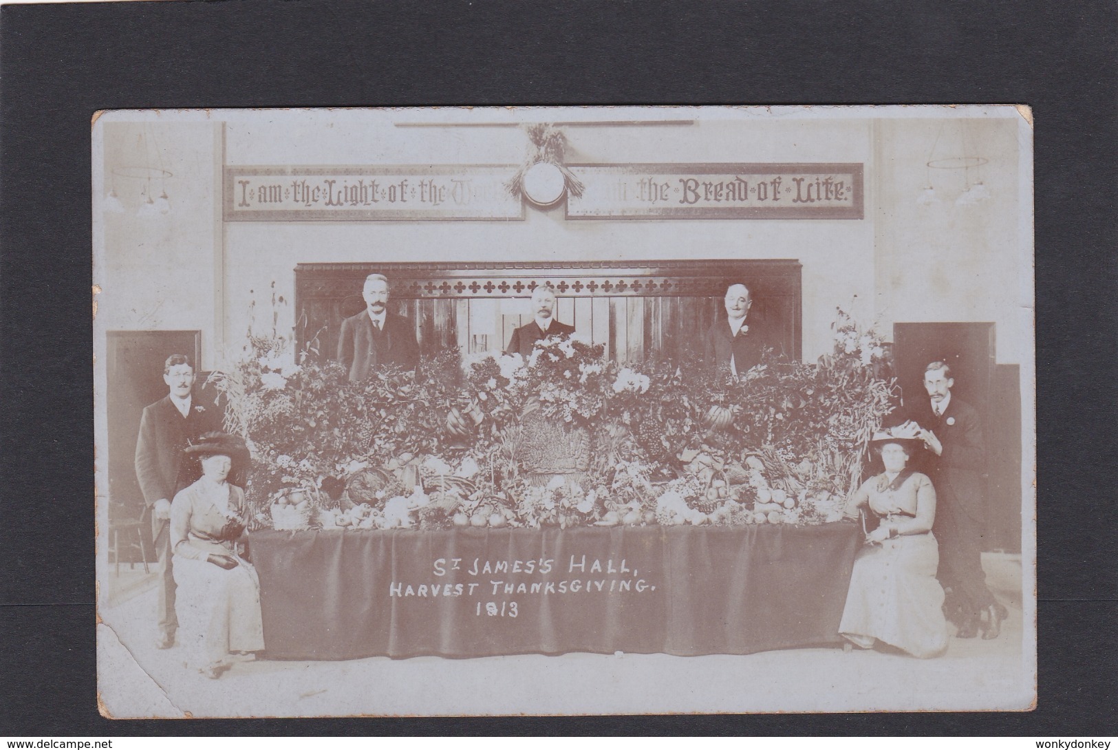 St James Hall, Harvest Thanksgiving, Croydon 1913.     RPPC.   (D275). - Surrey