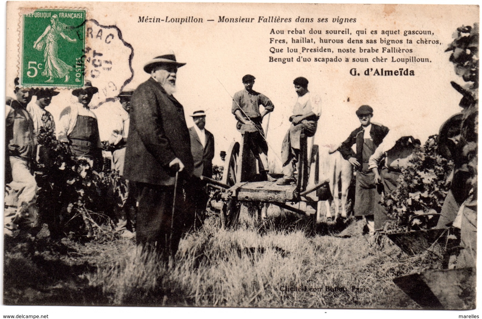 CPA Mézin-Loupillon 47. Monsieur Fallières Dans Ses Vignes, 1911 - Autres & Non Classés