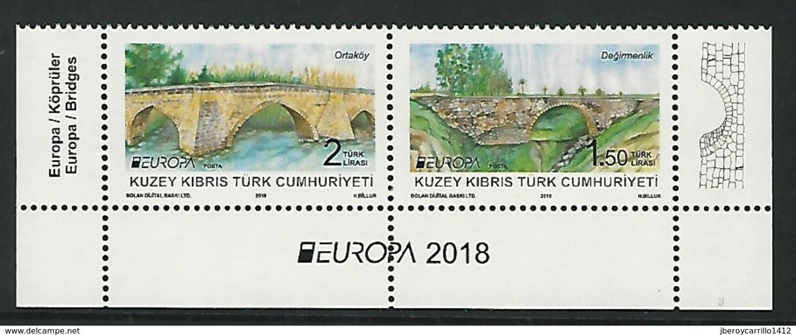 CHIPRE TURCO/ TURKISH CYPRUS/ TÜRKISH-ZYPERN - EUROPA 2018 -"PUENTES.-BRIDGES -BRÜCKEN -PONTS" - SERIE H-2 De La BF - 2018