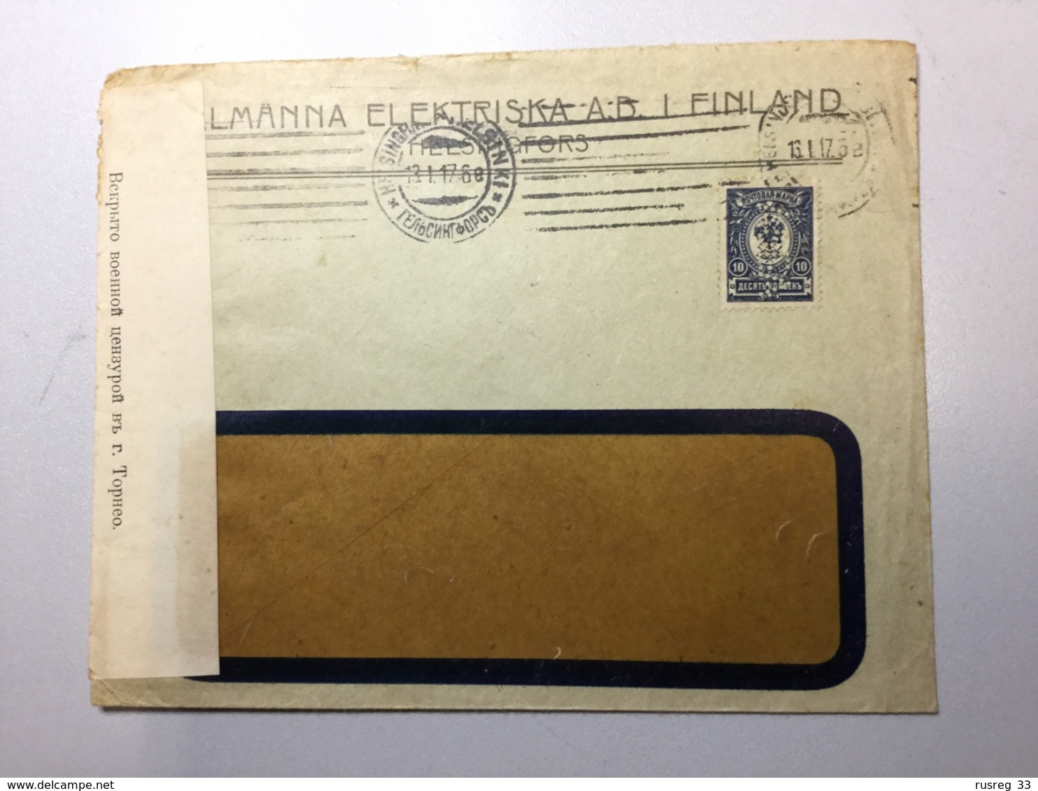 K8 Russia Russie 1917 Brief Mit Perfin Und Zensur Von Helsingfors Nach Luzern - Covers & Documents