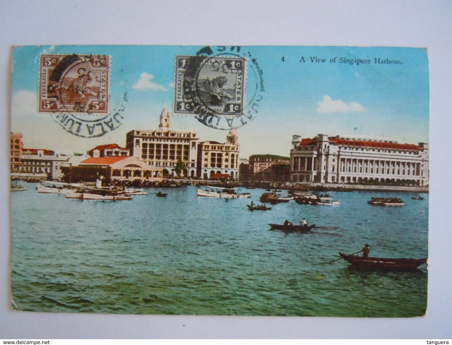 Malay Malaya Malaisie A View Of Singapore Harbour Used 1935 Stamp Tiger 1c 5c  Yv 51 59A - Malaysia