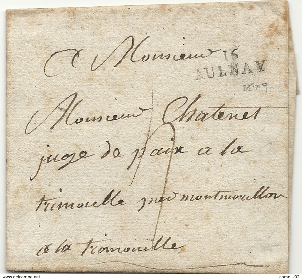 Charente Inférieure - Aulnay Pour La Trimouille. MP 16/AULNAY. 25x9 - 1801-1848: Précurseurs XIX