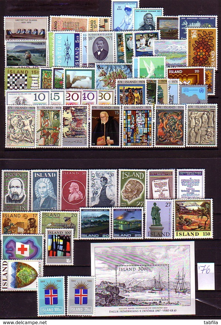 ISLAND / ICELAND - 1954 - 1976 - Petit Colection De 139 Tim. + Bl ** - Collections, Lots & Séries
