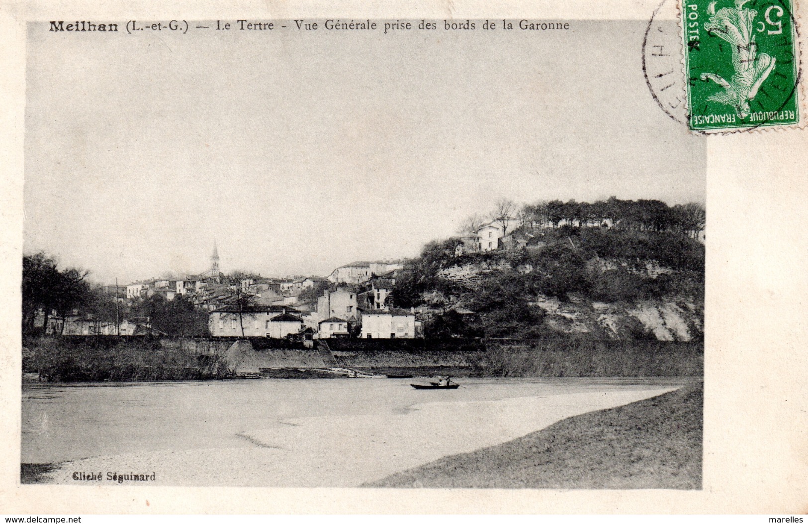 CPA Meilhan 47. Le Tertre. Vue Générale Prise Des Bords De La Garonne, 1913 - Meilhan Sur Garonne