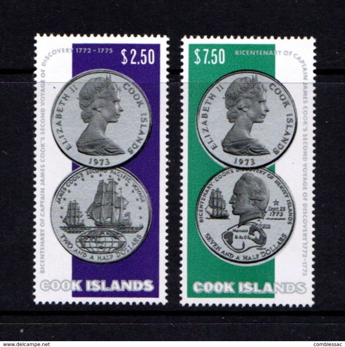 COOK  ISLANDS    1974    Bicentenary  Of  Capt  Cooks  2nd  Voyage     Set  Of  2      MNH - Cook Islands