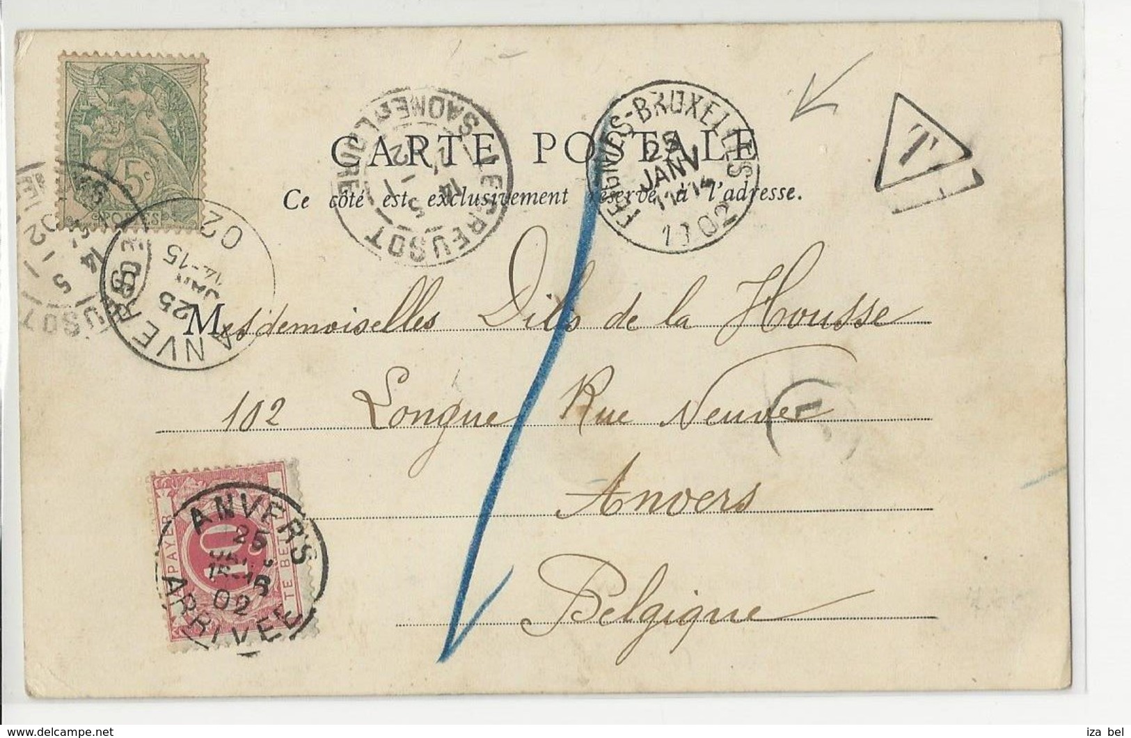 Carte Postale. France N°111 S/CP Châlons-s/S.-obl. Le Creusot V.Anvers.TTX 5+ Ambulant Feignies-Bruxelles.TB - Andere & Zonder Classificatie