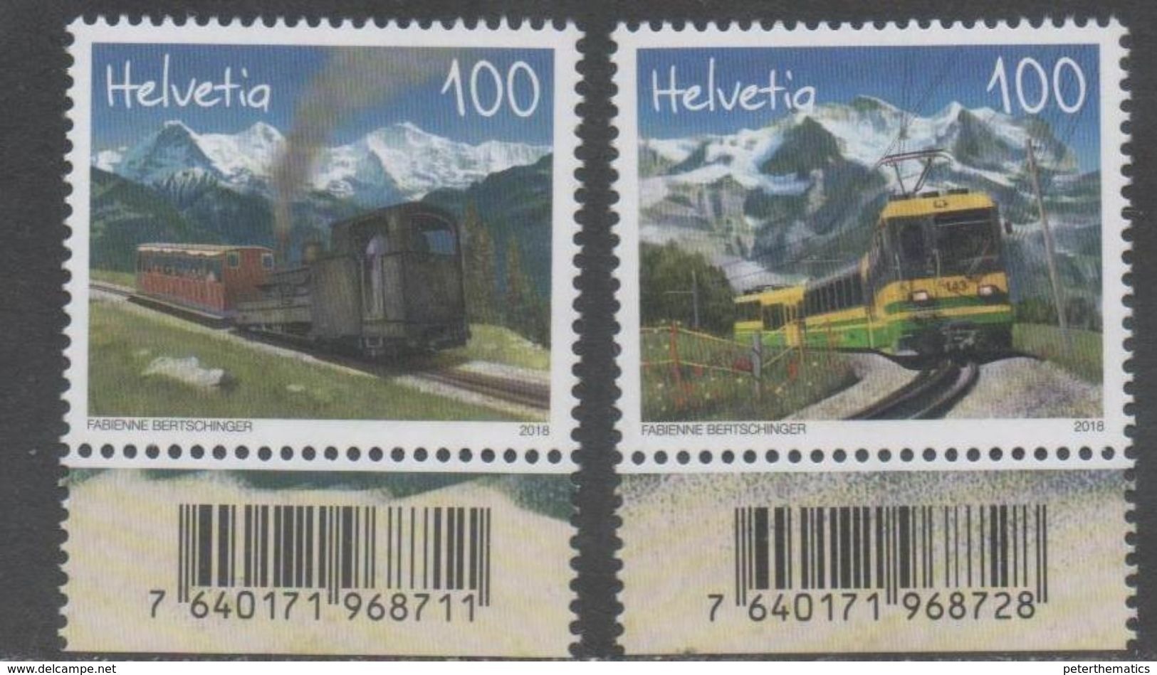 SWITZERLAND , 2018, MNH, TRAINS, SCHYNIGE PLATTE AND WENGERNALP RAILWAY, MOUNTAINS, 2v - Eisenbahnen