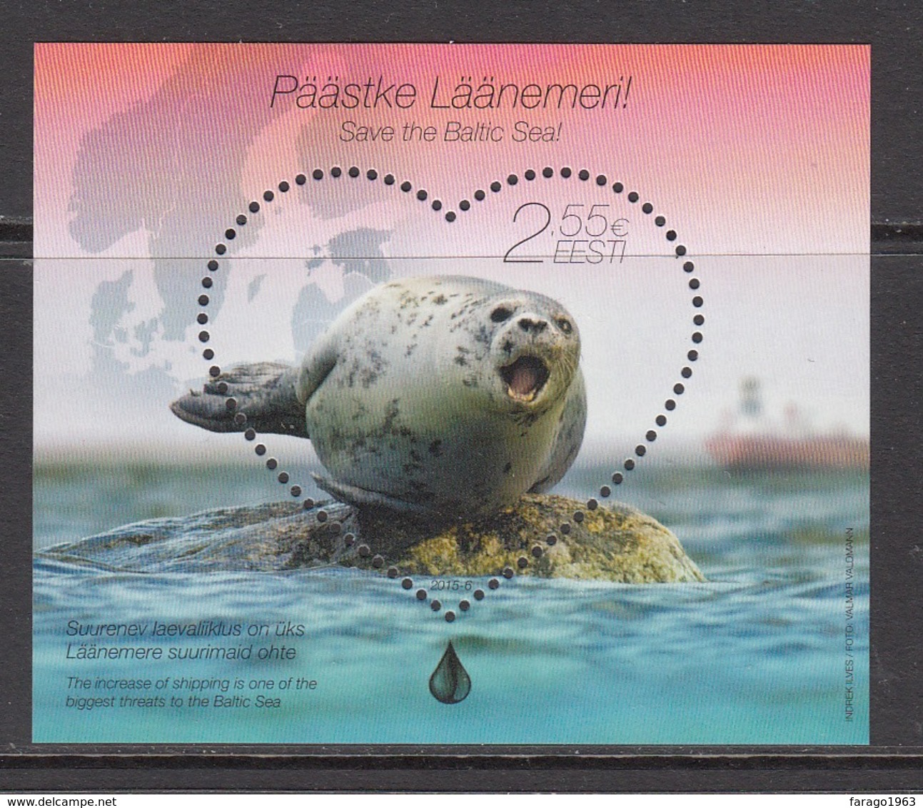 2015 Estonia Seal Mammal Souvenir Sheet   MNH  @ BELOW FACE VALUE - Sonstige & Ohne Zuordnung