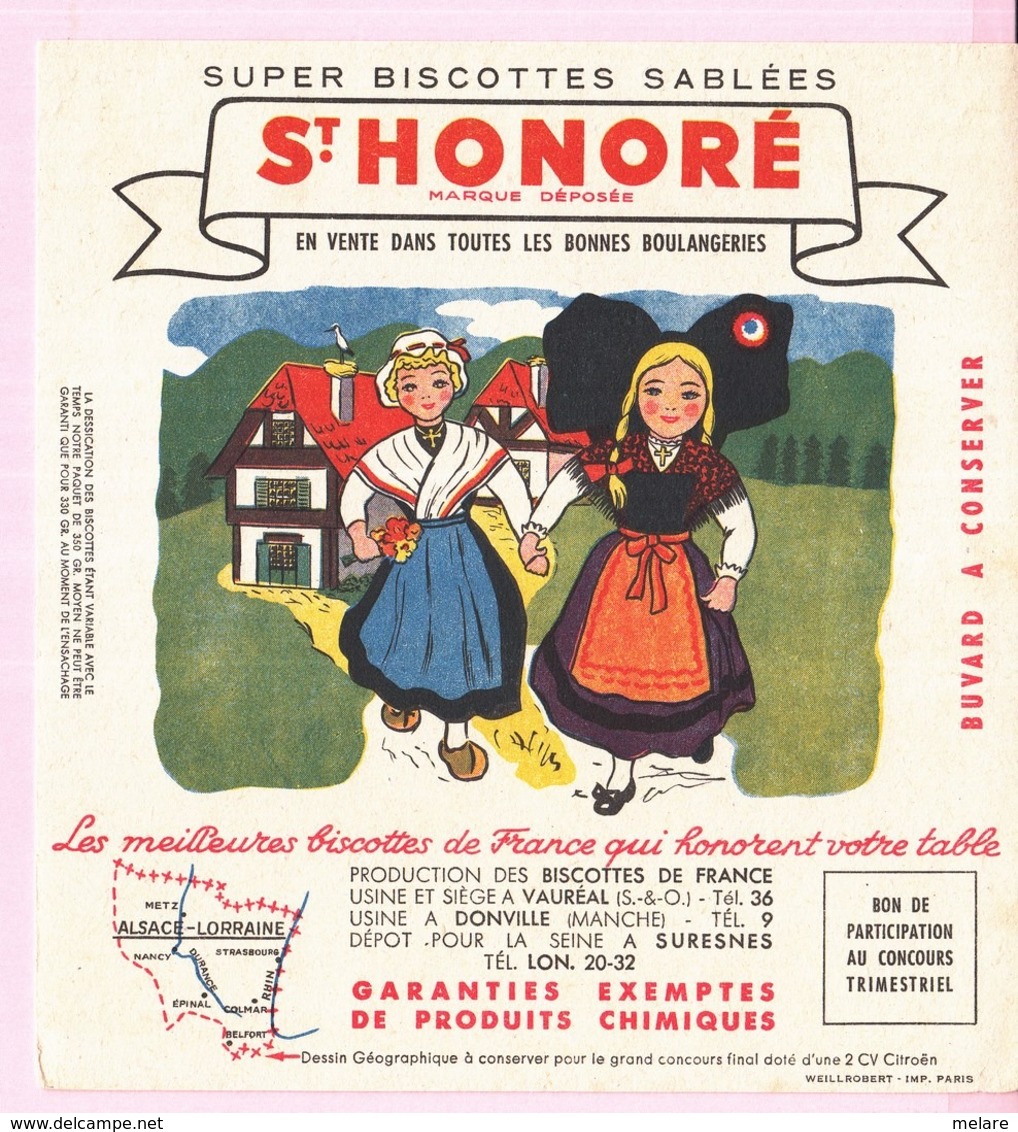 Buvard Biscottes SAINT HONORE REGION ALSACE LORRAINE  19 - Zwieback