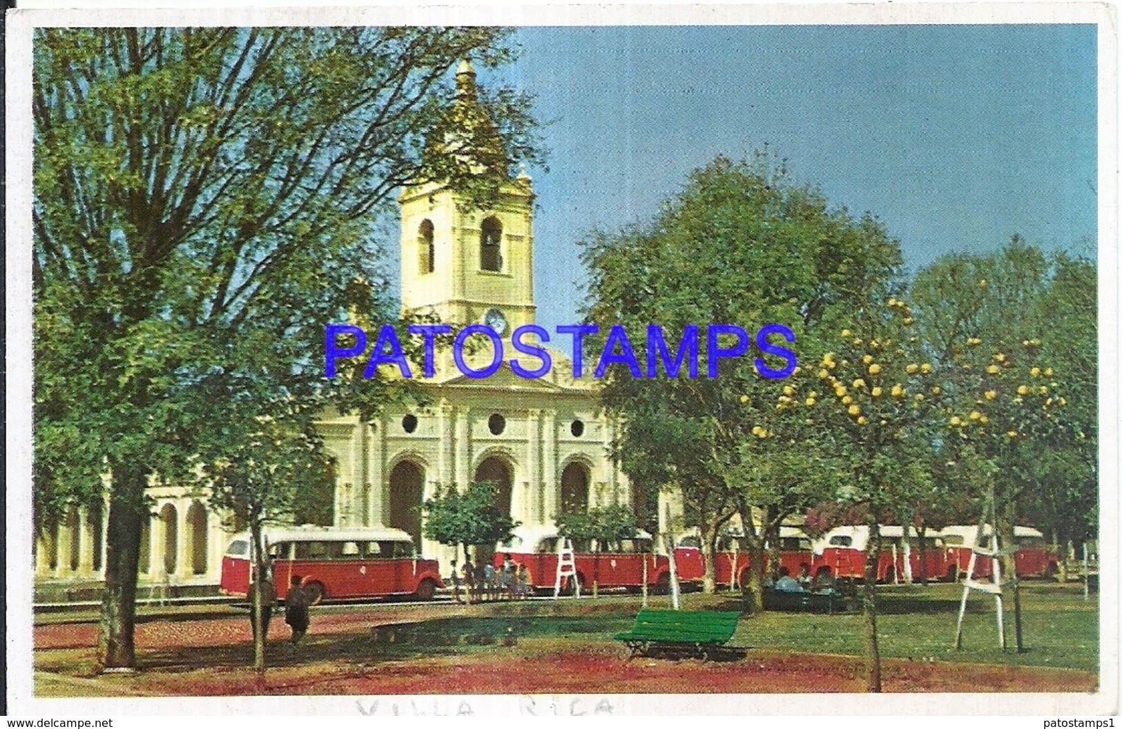 123614 PARAGUAY VILLARRICA VISTA DE LA CATEDRAL & BUS COLECTIVO POSTAL POSTCARD - Paraguay