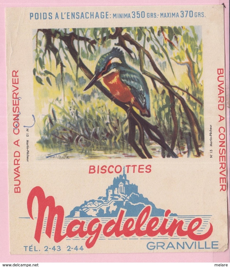 Buvard Biscottes MAGDELEINE MARTIN PECHEUR 19 - Biscottes