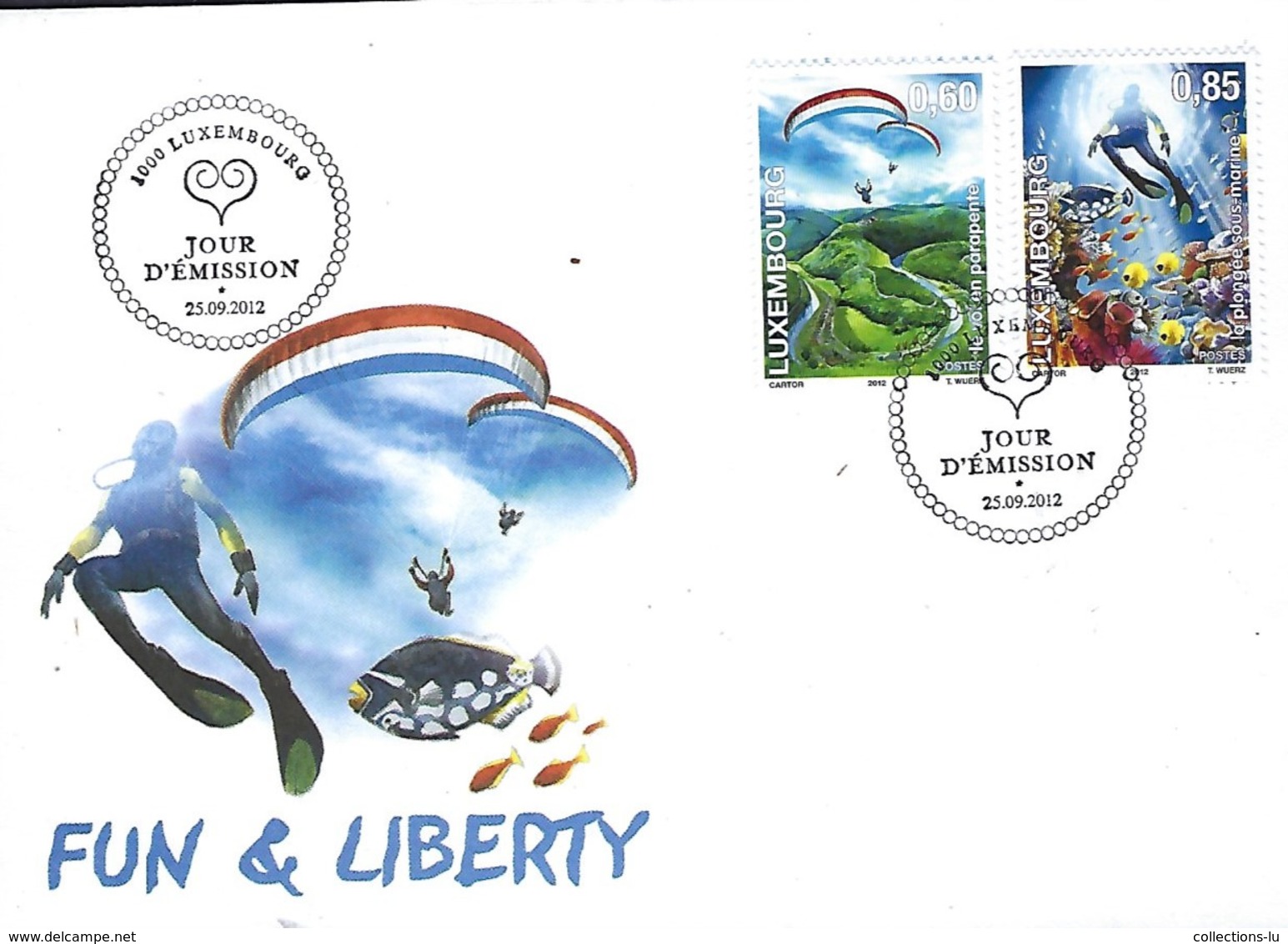 Luxembourg  -  FDC   25,9,2012   Fun An Liberty - FDC