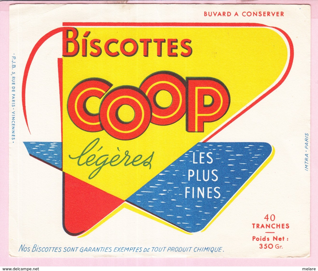 Buvard Biscottes COOP LEGERES   19 - Biscottes