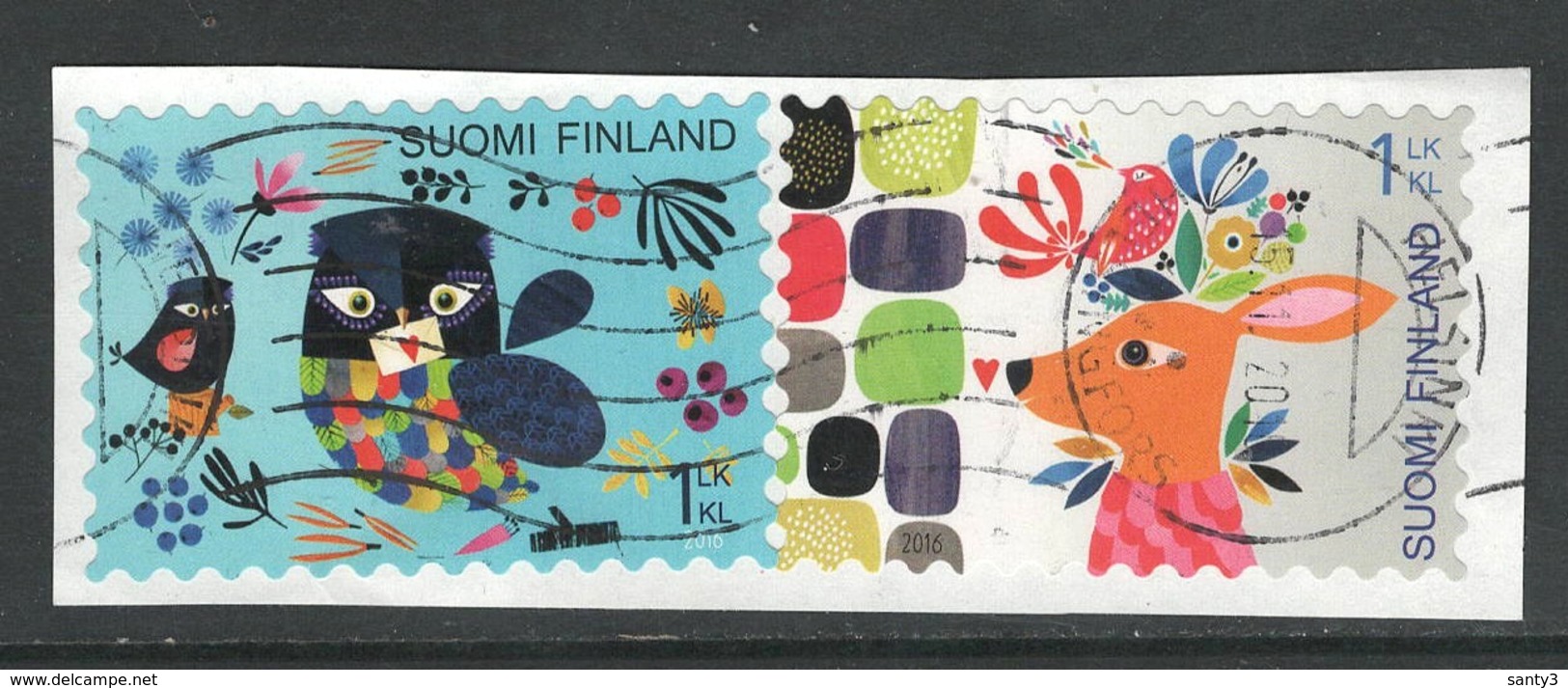 Finland, Yv 2397 + 2400 Uit Boekje  Jaar 2016,  Gestempeld Op Papier - Used Stamps