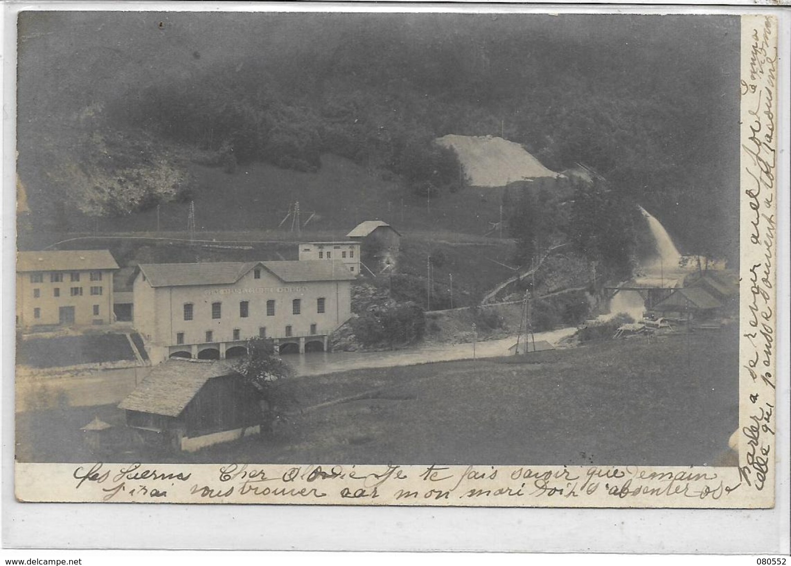 SUISSE . C BERN . MONTBOVON . Usine Hydro-électrique , Vers Albeuve , édit : R Guilleminot , écrite En 1904 , état Extra - Berna