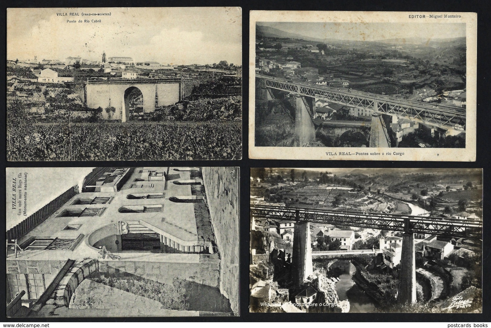 Conjunto De 4 Postais De VILA REAL Villa: Pontes Rio Corgo, Rio Cabril, Casa Diogo Cão. Set Of 4 Old Postcards PORTUGAL - Vila Real