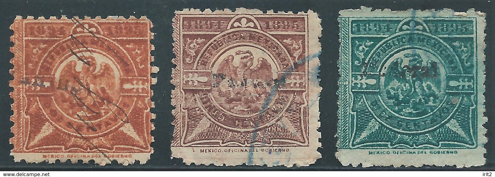 Messico Mexico 1894-1895 Republica Mexicana,3 Values Centavos,Revenue Stamp,Rare Stamps Very Old,Used - Mexico