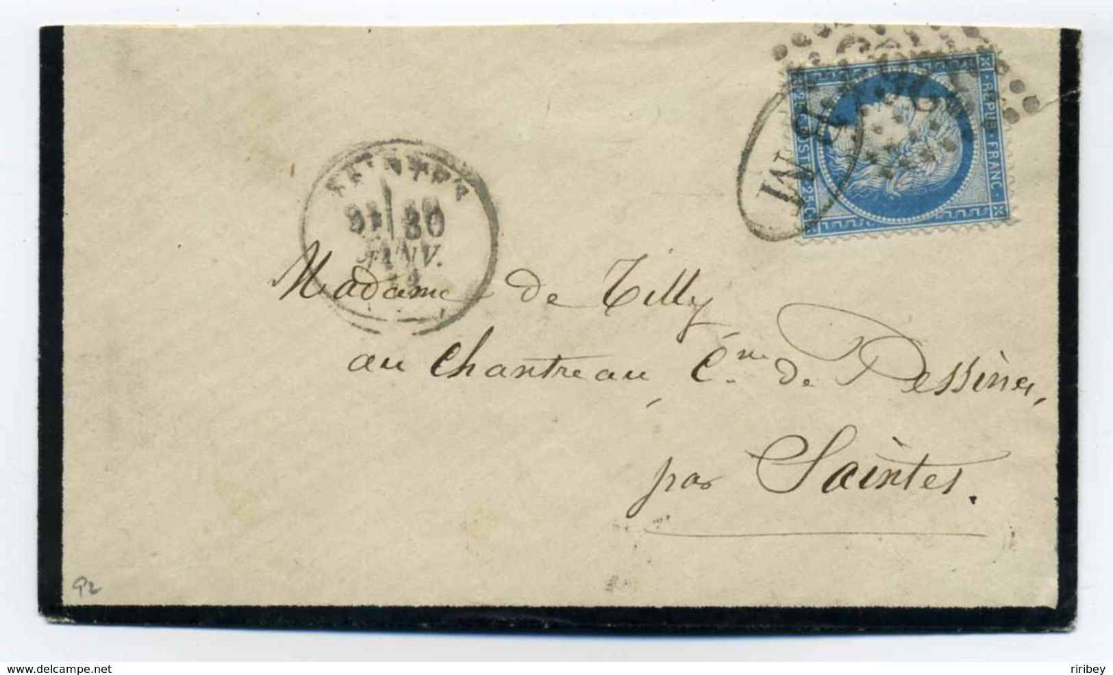 T15 Saintes + Cachet BM Oblitérant Le Timbre + Losange GC 3265 / Dept 16 Charente Inférieure/ 1873 - 1849-1876: Période Classique