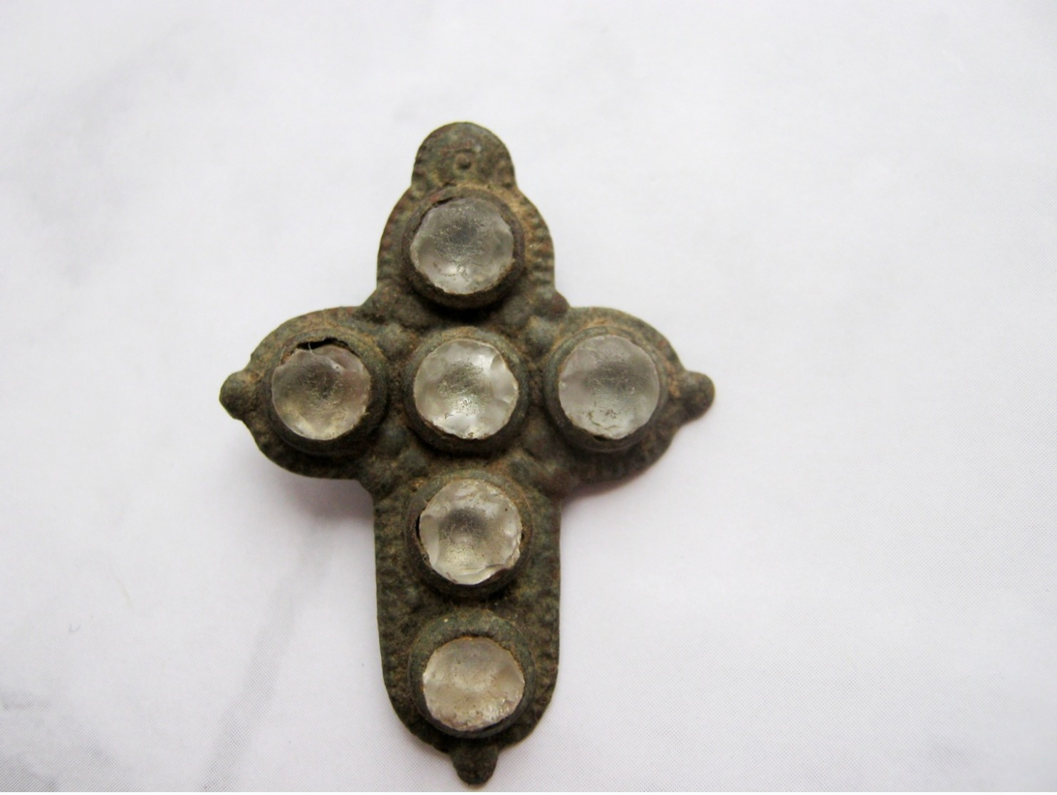 Ancient Antique Medieval Cross With Stones XVI-XVII Century AD - Archeologia