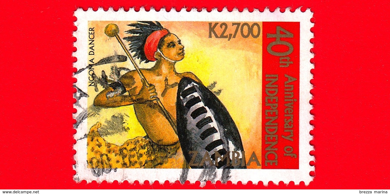 ZAMBIA  - Usato - 2004 - 40 Anniversario Dell'indipendenza - Ngoma Dancer - 2.700 - Zambia (1965-...)