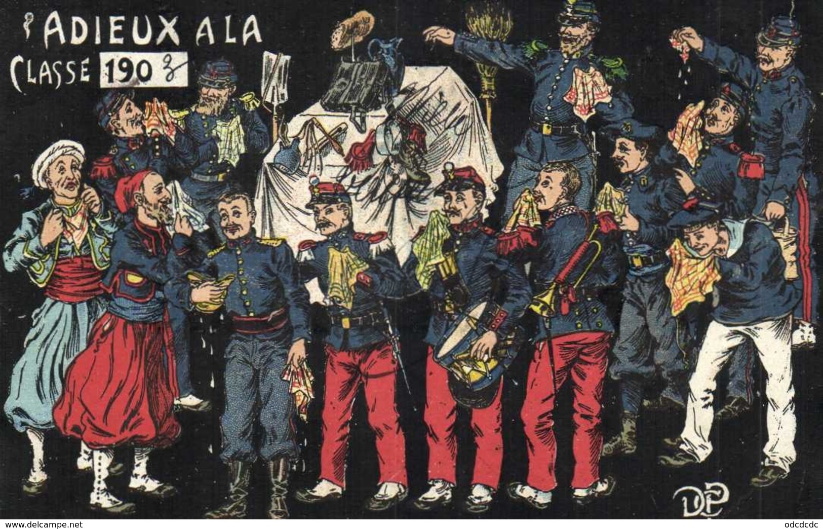 Militaria Humoristique Illustrateur ADIEUX A LA CLASSE 1903 RV  Hier C'etait La Dernière étape !....Priez Pour Elle ! - Humour