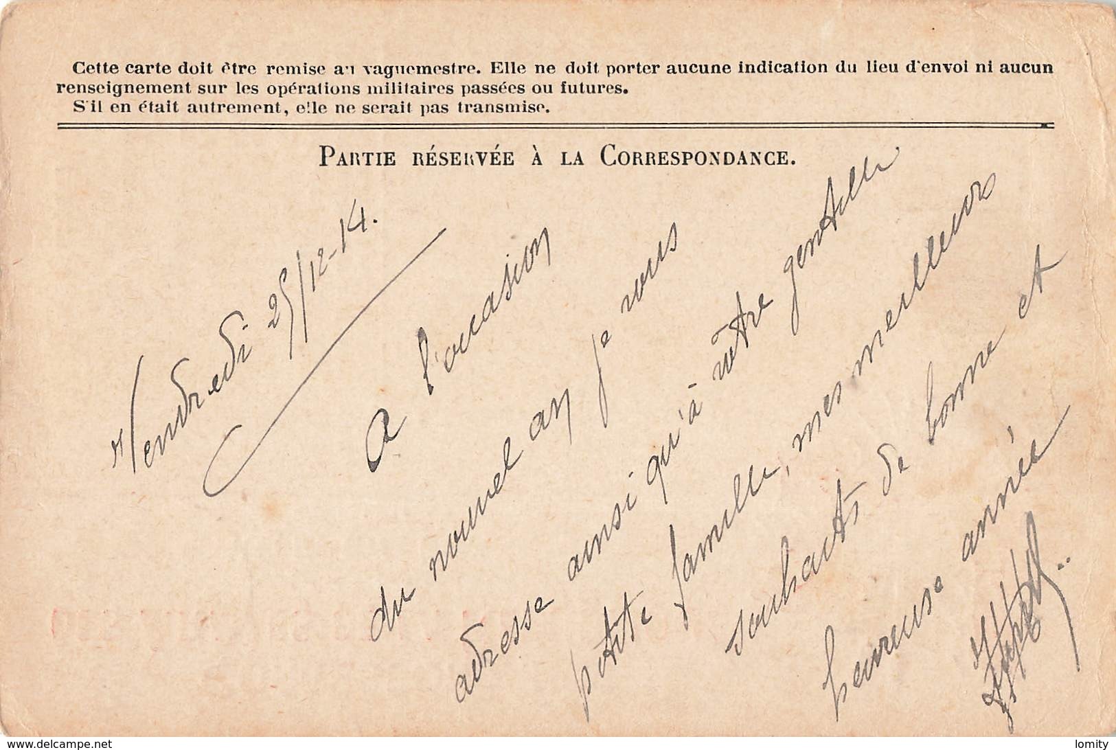 Carte Correspondance Franchise Militaire Secteur Postal 13 Ducombs Sergent 24 Regiment Colonial 25 Decembre 1914 - WW I