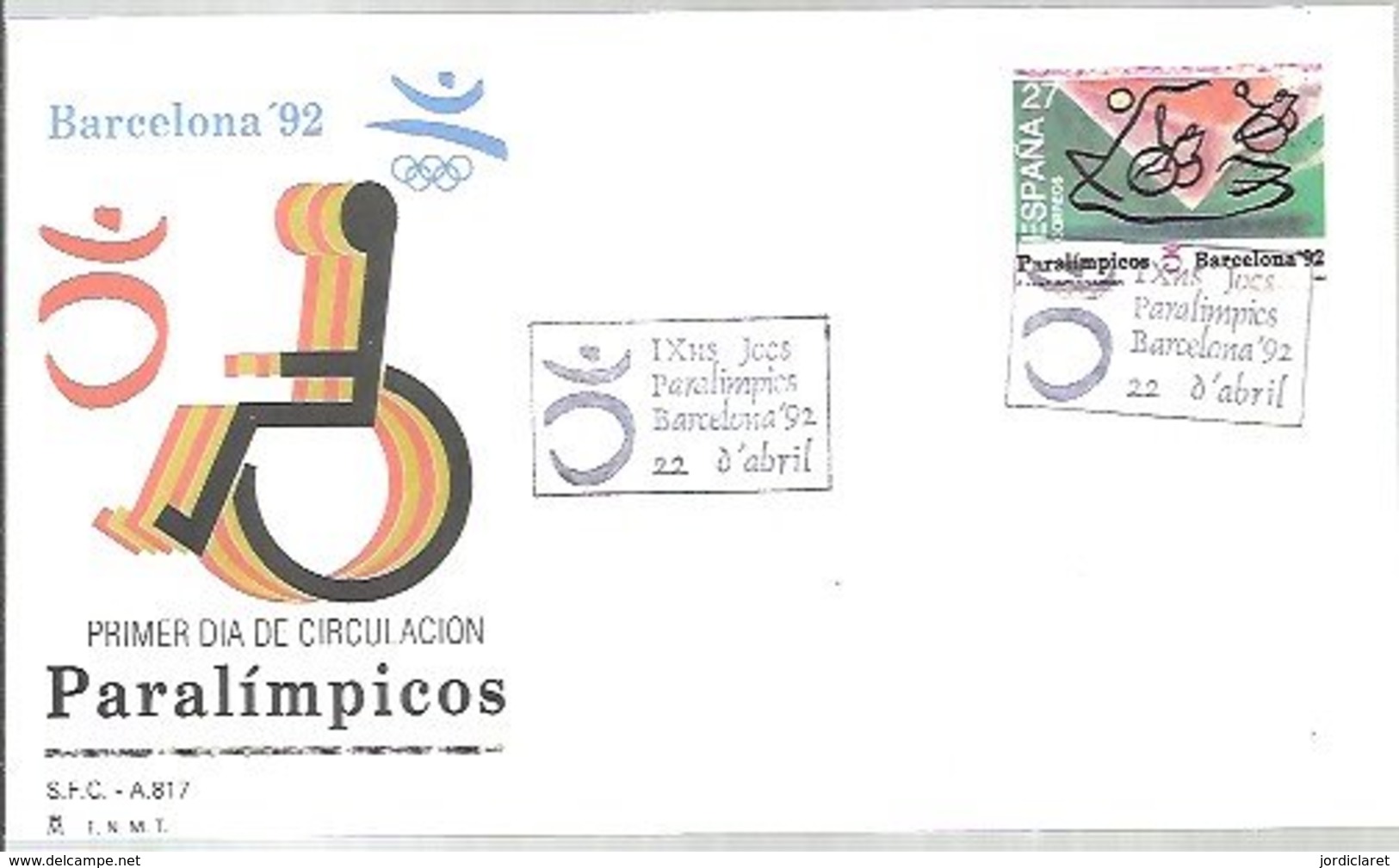 FDC ESPAÑA  PARALIMPICS - Verano 1992: Barcelona