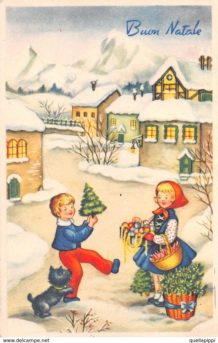 09693 "BUON NATALE" BAMBINI, CANE, ABETE, ADDOBBI. CART SPED 1962 - Altri & Non Classificati